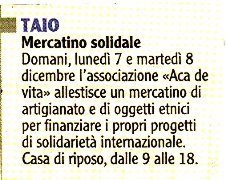 2009-12-05 00:00:00 - Mercatino solidale -  - Adige